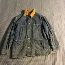 Vintage Lee Sanfroized Denim Chore Jacket Mens 31 x24 Lined Pockets 1960's