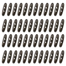 50Pcs 50mm/2Inch Double Holes Olive Shape Sewing Wood Buttons, Dark Coffee