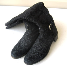 Prada Tall Suede Embroidered boots size 38 / 8 Black Italy