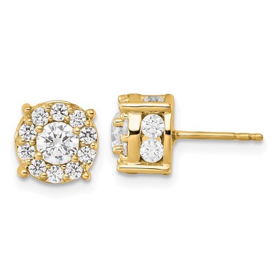 Ausgefallene Ohrstecker 10 kt Gelbgold 2 kt Rundschliff im Labor gezüchteter Diamant VS/SI + G +