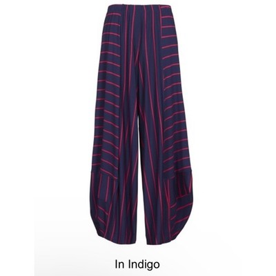 Alembika 0 XS Indigo Stripe Punto Pants Navy Relax harem Baggy Oversized Lounge