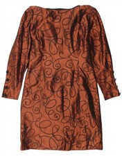 VINTAGE Womens Long Sleeve Sheath Dress UK 12 Medium Brown Paisley BR01