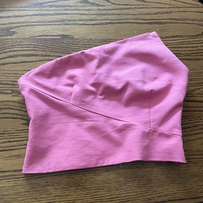 Superdown Women S Hot Pink Asymmetrical Neckline Cropped Quincy Strapless Top