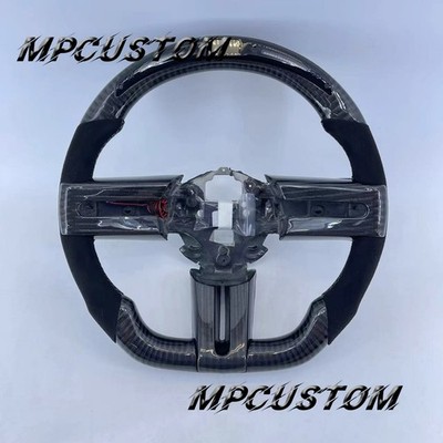 Black Real Carbon Fiber Steering Wheel Fit For Ford Mustang Shelby GT 2005-2009