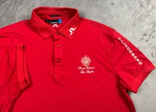 J Lindeberg Tour Tech TX Jersey Polo Shirt Mens M Red Golf Trump International