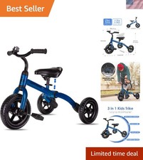 Durable Carbon Steel 3-in-1 Tricycle for Kids  Ages 2-5  Easy Assemble  Play