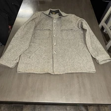 VTG Woolrich Mackinaw Wool Cruiser Cape (L) Long Sleeve Shirt Jacket Herringbone