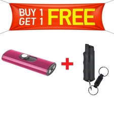 Stun Gun Mini Rechargeable With LED Flashlight W/1Bottle Free Black Pepper Spray