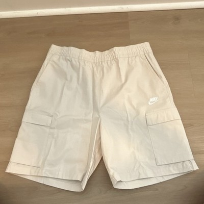 Nike Men's Beige Cargo Shorts Ripstop Cotton Loose Fit Elastic Waist FB1246-104
