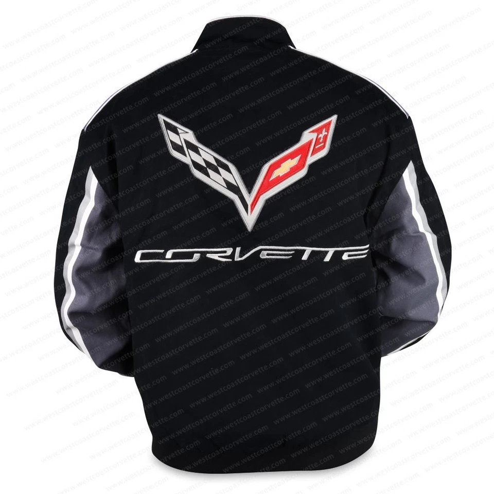 C7 Corvette All Logo Collage Twill Jacket - Black : C1, C2, C3, C4, C5, C6, C7 - Image 2 of 4