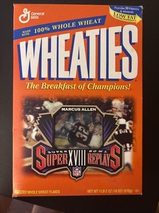 Marcus Allen Wheaties Cereal Box Super Bowl XVIII Super Replays