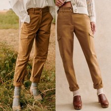 Sezane Benicio Organic Cotton Cargo Pants Trousers Size 34 French US 2 Brown
