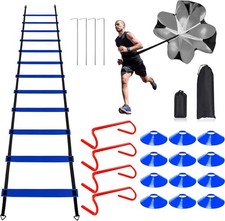 Professional Agility Ladder Speed Training Equipment Set-20ft blue