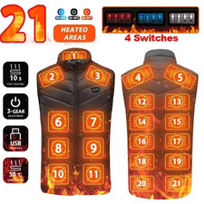 21 Heated Vest Zones Electric Heated Jackets Men Women Sportswear Heated Coat