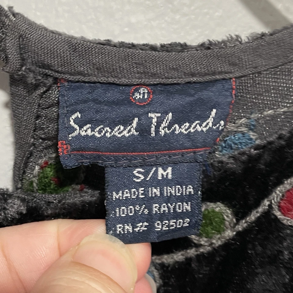 Sacred Threads Whimsigoth Velvet Mini Dress Size Small Embroidered Sleeveless - Image 2 of 4