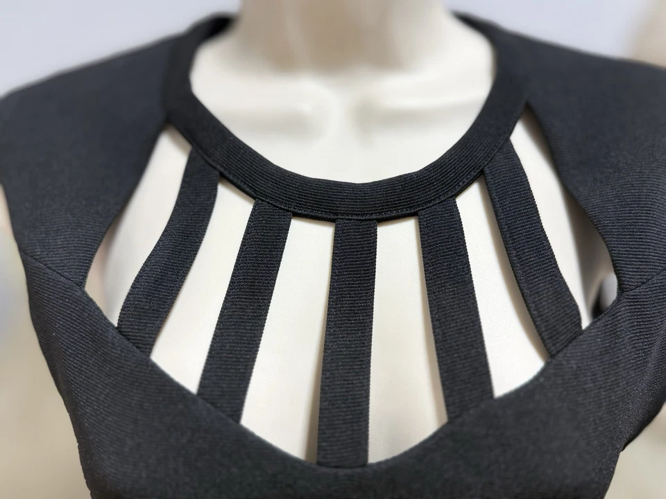 Vestido Kardashian Pequeño Negro Sexy Clubbing Para Mujer Talla XS Vaina Escote Recortado Foto 4 de 4