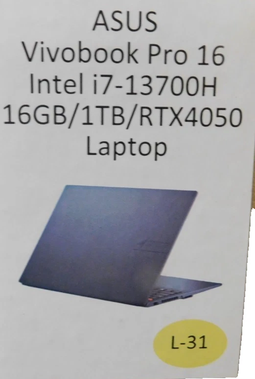 ASUS Vivobook Pro 16” Intel i7-13700H- 16GB/1TB SSD/RTX 4050 Laptop,Windows 11 - Image 3 of 4