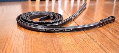 Pessoa, New, fancy laced reins, dark brown, 60.25'' for bridle oversize warmblood