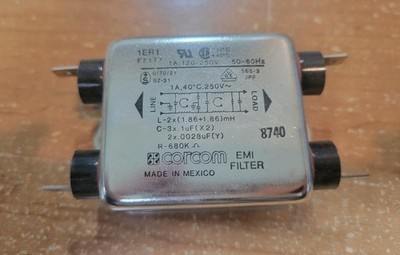 1ER1 F7177 Corcom EMI Filter 1A, 120/250 V, 50-60 HZ