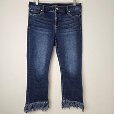 LIVERPOOL Jeans Crop Flare Venice Fray Mid Rise Sz 6 Boho Hippie 70s Festival