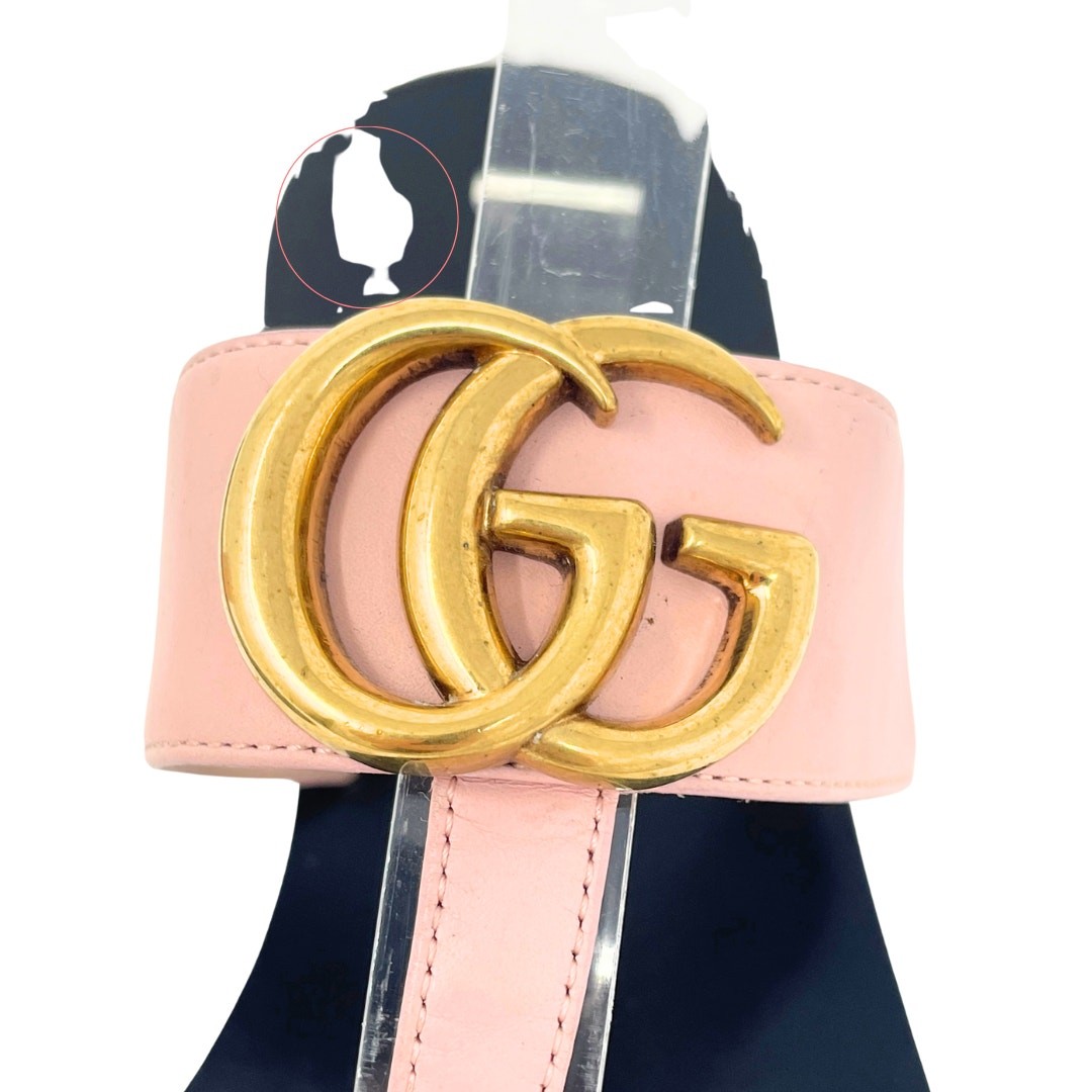 Gucci Shoes Marmont Thong Flat Sandals Pink Leather Gold GG Logo Monogram 38.5 thumbnail 2