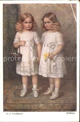 Artist card H. v. Friedlaender twins children 