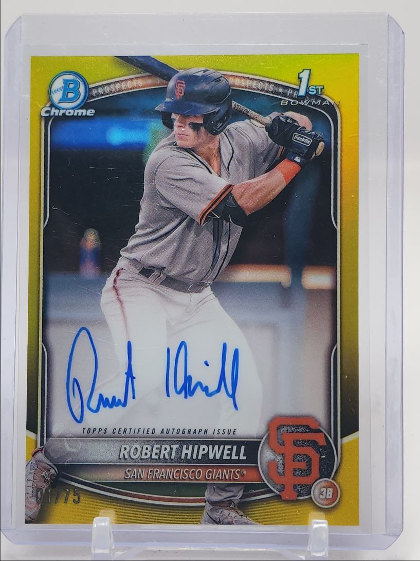 ROBERT HIPWELL 2025 BOWMAN CHROME 1ST AUTOGRAPH YELLOW AUTO 01/75 Q4561