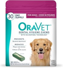 Dental Chews Dogs Oral Care Hygiene Chews Large Dogs Over 50 lbs. Pink Pouch