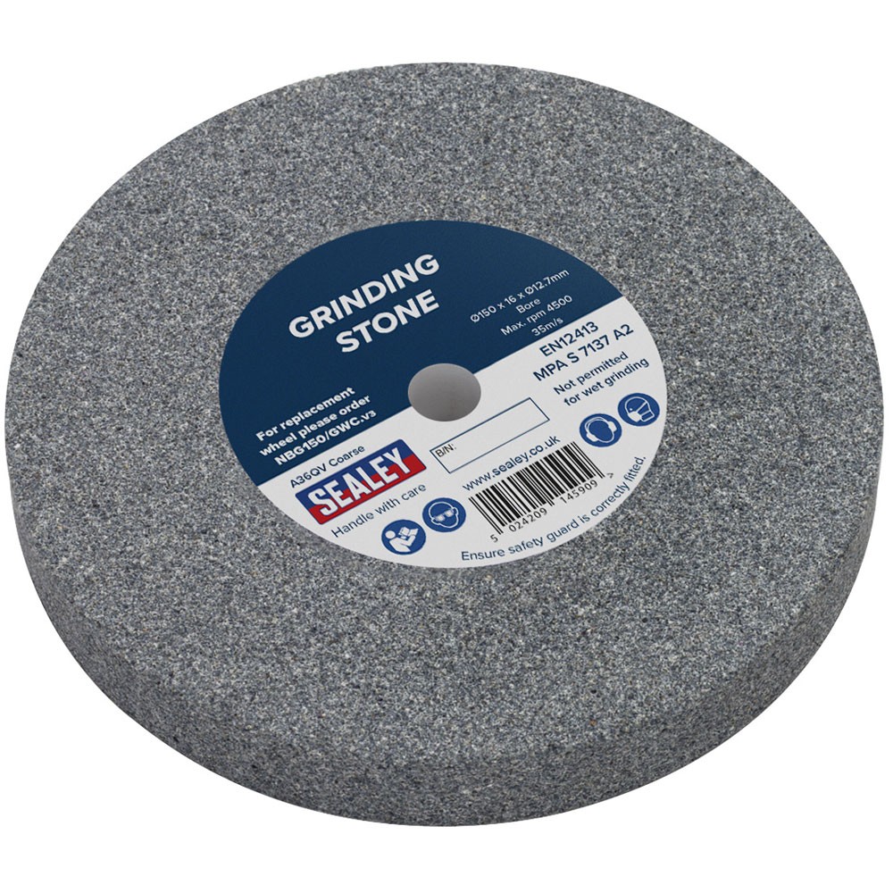 Sealey Grinding Stone Ø150 x 16mm 12.7mm Bore A36q Coarse