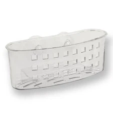Kitchen Sink Caddy Dish Scrubber Sponge Holder Basket w/ Suction Cups - Clear