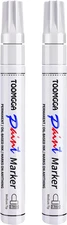 White Paint Pens Permanent Paint Markers - 2 Pack Oil Based Marking Pens, Medium