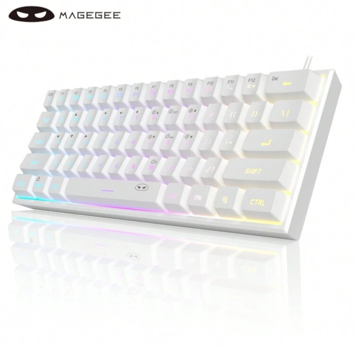 MageGee TS91 LED Gaming Keyboard & Mouse Combo – White – Backlit – USB Wired Set