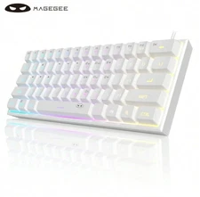 MageGee TS91 LED Gaming Keyboard & Mouse Combo – White – Backlit – USB Wired Set