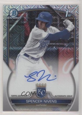 2023 Bowman Draft Chrome Prospect HTA Choice Refractor Spencer Nivens Auto 4f5