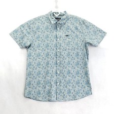 O'Neill Shirt Mens Large Blue Floral Short Sleeve Button Front Casual Woven