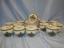 Set of Twelve 12 lot of Vintage England Spode Christmas Tree Cups Saucers