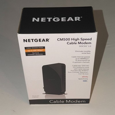 NETGEAR CM500 High Speed Cable Modem DOCSIS 3.0 Up To 680Mbps 16x4 Channel Bondi