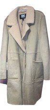 Frye Faux Suede & Faux Shearling Jacket Coat Sand Women?s Style AD2601 Sz Large