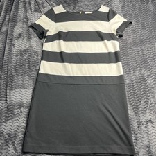 LOFT Black and White Striped Dress Size 6 Short Sleeve