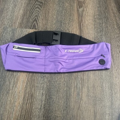 E Tronic Edge Running Belt Adjustable Belt Band Zip Pockets Black Earphone Hole