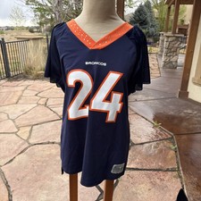 Denver Broncos CHAMP BAILEY #24 NFL Football Jersey with Rhinestones, Women's XL