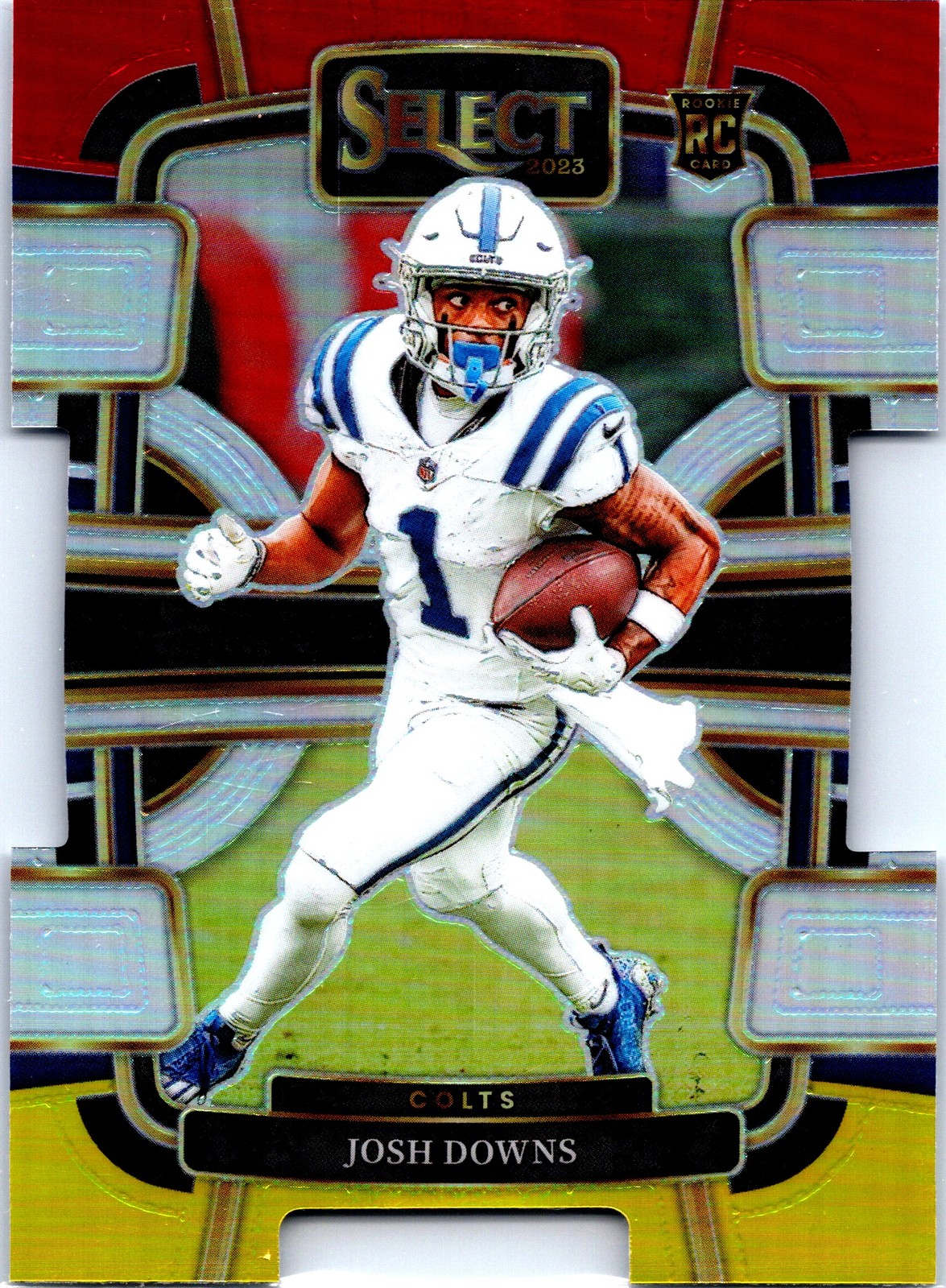 Josh Downs 2023 Panini Select Red and Yellow Prizms Die Cuts Colts Rookie #44