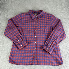LL Bean Shirt Womens XL Petite Red Blue Check...