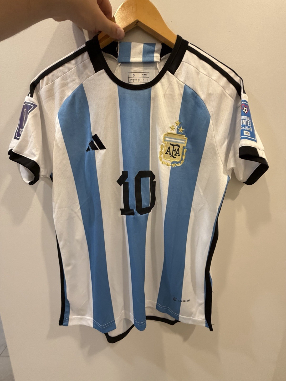 adidas Argentina Lionel Messi #10 Soccer Jersey Unisex Adult Size S White/Blue