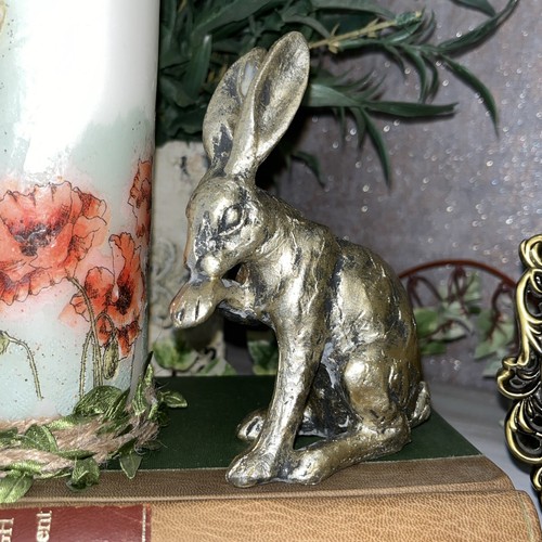 Hase Hase Ornament Statue Landhaus Deko Geschenk Antik Finish Gold - Bild 2 von 10