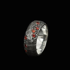 Garnet Men's Signet Ring, Oxidise 925 Sterling Silver Vintage Style Ring