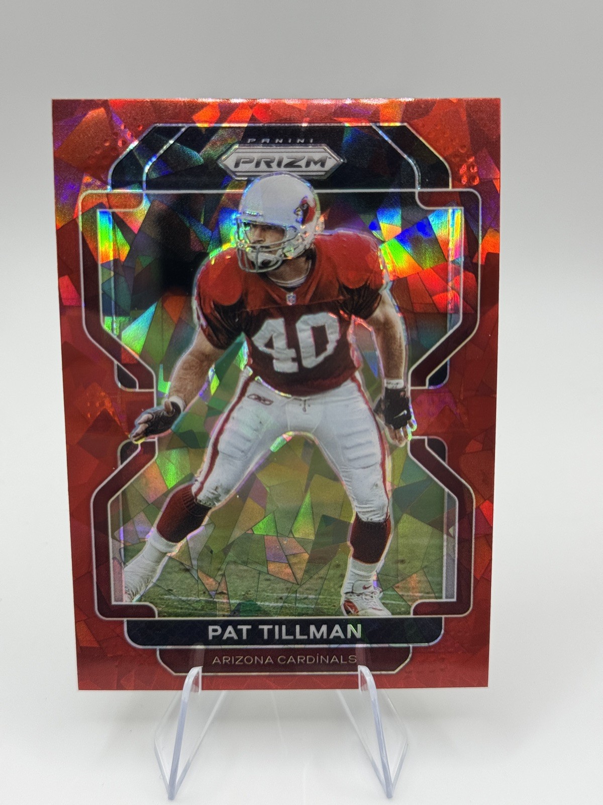 2021 Panini Prizm Football Pat Tillman Red Cracked Ice Prizm Color Match #83
