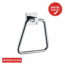 Modern Towel Ring Holder in Chrome Bathroom En Suite Shower Accessory DIY UK