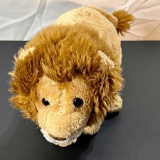 FAO Schwarz 11 in Lion Plush Toy Tan Brown Excellent Signature Brass Button 2013