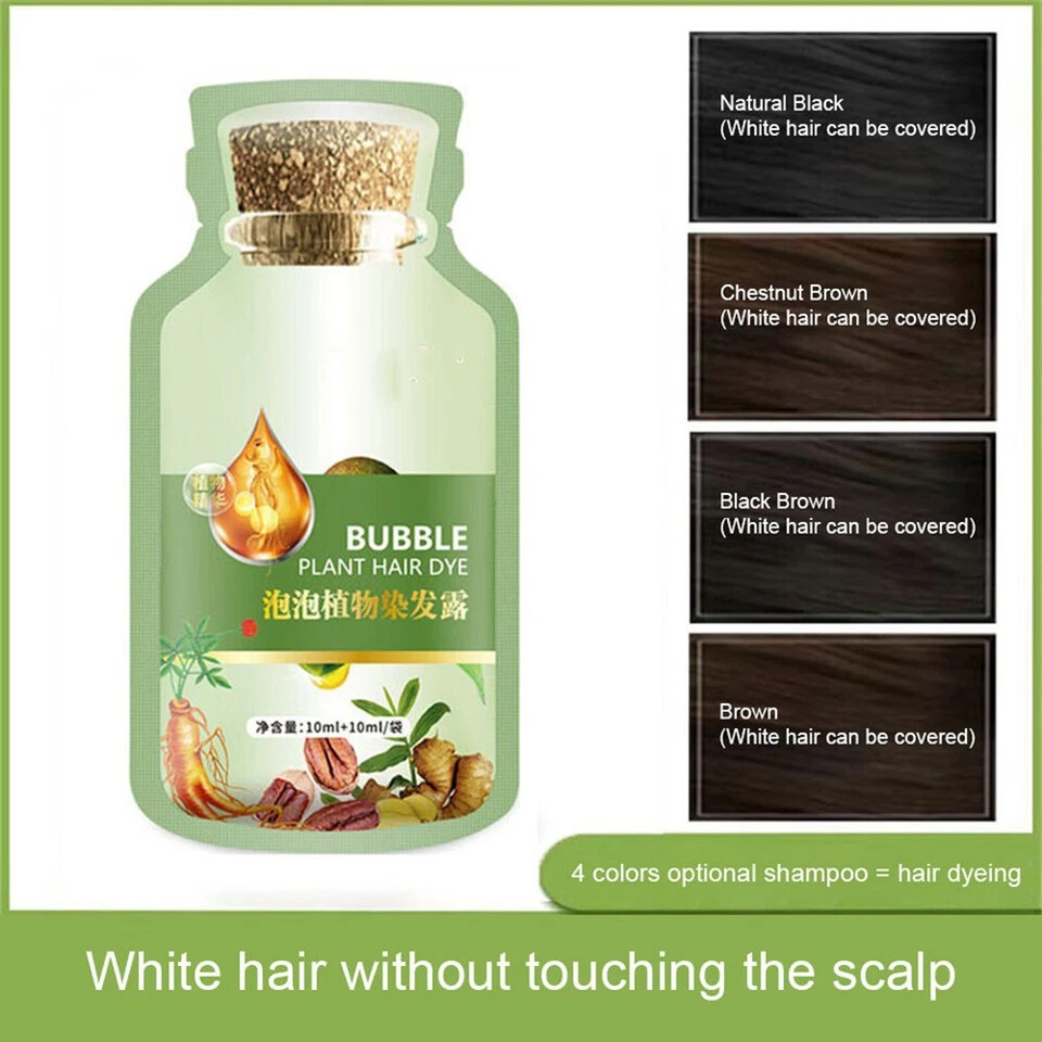 Natural Plant Hair Dye New Botanical Bubble Hair Dye 20ml x10 packs -Shampoo US - Image 3 of 4